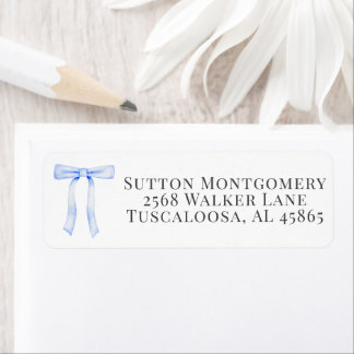 Blue Bow Coquette Address Label