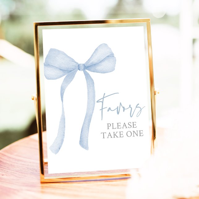 Blue Bow Coquette Baby Shower Favors Sign (Creator Uploaded)