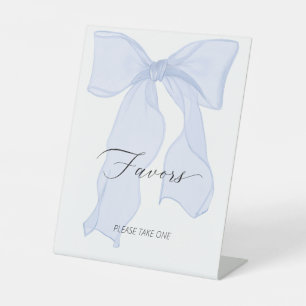 Blue Bow Coquette Birthday Party Favors Pedestal Sign