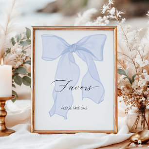 Blue Bow Coquette Birthday Party Favors Poster