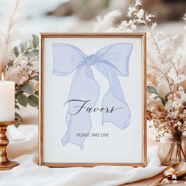 Blue Bow Coquette Birthday Party Favors Poster (Creator Uploaded)