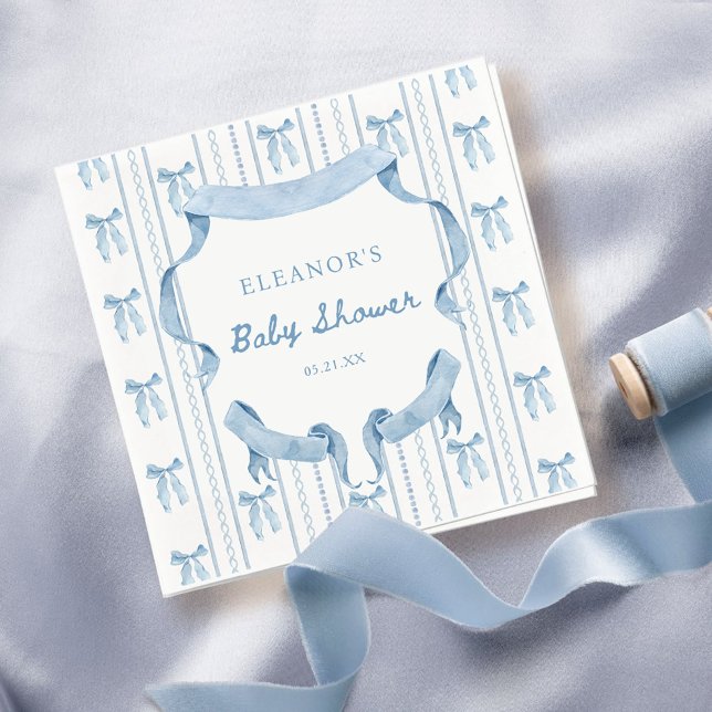 Blue Bow Coquette Blue Boy baby Shower Napkins (Creator Uploaded)