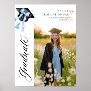 Blue Bow Coquette Graduation Cap Graduate Welcome Poster