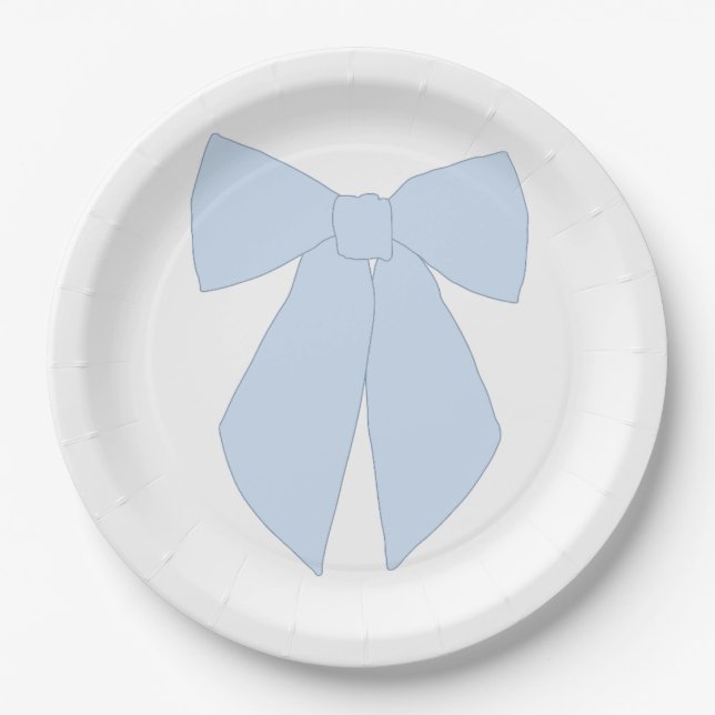 Blue Bow Coquette Paper Plates (Front)