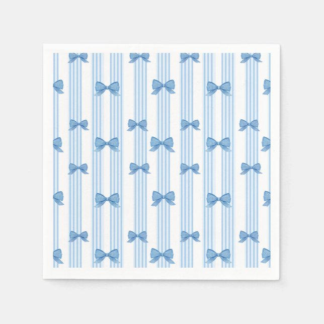 Blue Bow Coquette Pattern Napkins (Front)