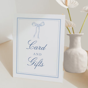 Blue Bow Coquette Ribbon Cards and Gifts Sign