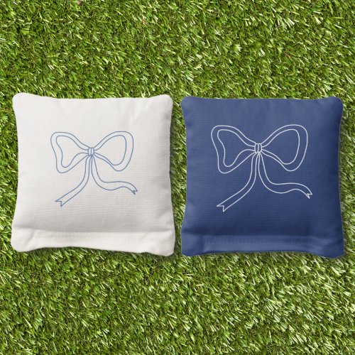 Blue Bow Coquette Ribbon Party Cornhole Bags