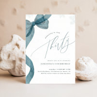 Blue Bow Coquette Winter Snowflake 30th Birthday