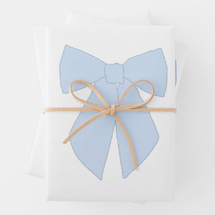 Blue Bow Coquette Wrapping Paper Sheets