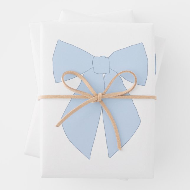 Blue Bow Coquette Wrapping Paper Sheets (In situ)