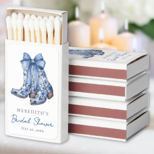 Blue Bow Cowboy Bridal Shower Matchboxes