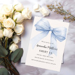 Blue bow cream beige elegant Sweet 16 Invitation<br><div class="desc">A soft beige,  cream colored background,  decorated with a large light blue bow. Personalize and add a name and party details.</div>