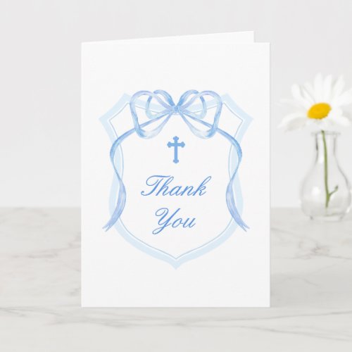 Blue Bow Crest Holy Cross Religious Thank You