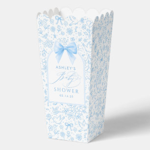 Blue Bow Cute Whimsical Chinoiserie Baby Shower Favor Boxes
