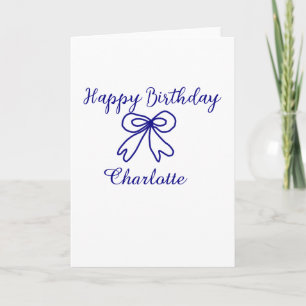 Blue bow CUTIE ADD NAME BABY happy birthday  Card
