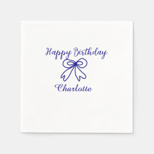 Blue bow CUTIE ADD NAME BABY happy birthday  Napkins