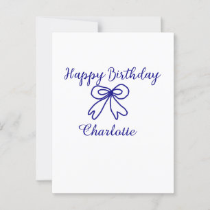 Blue bow CUTIE ADD NAME BABY happy birthday Postcard