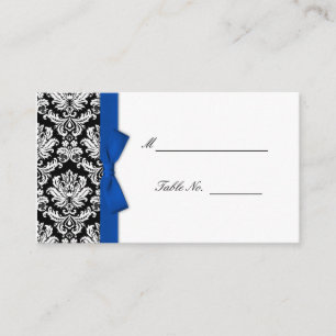 Blue Bow Damask Wedding Placecards