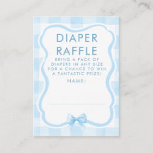 Blue Bow Diaper Raffle Baby Shower Tickets