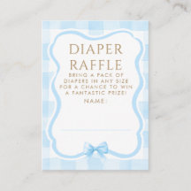 Blue Bow Diaper Raffle Baby Shower Tickets