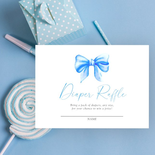 Blue bow diaper raffle enclosure card (Creator Uploaded)