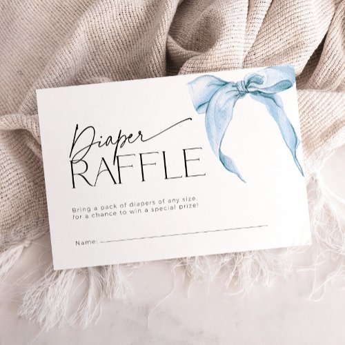 Blue Bow Dusty Diaper Raffle Ticket Baby Shower Enclosure Card