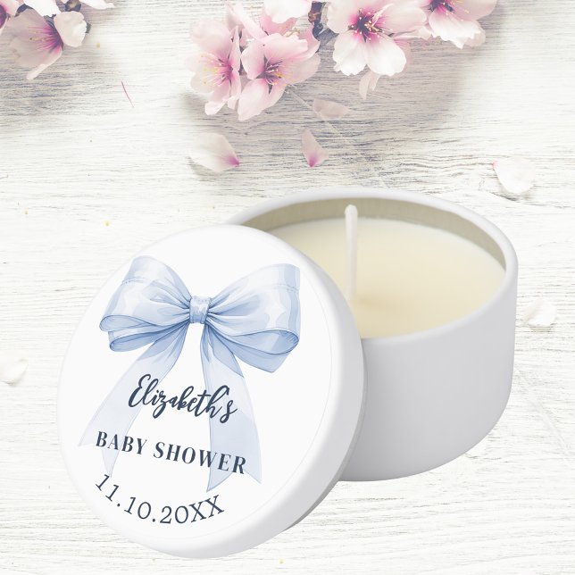 Blue bow elegant boy Baby Shower Mini Candle Favors (Creator Uploaded)