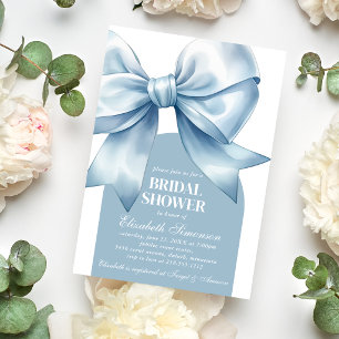 Blue Bow Elegant Bridal Shower Invitation
