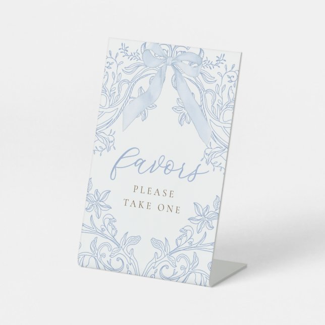 blue bow elegant favors sign (Front)