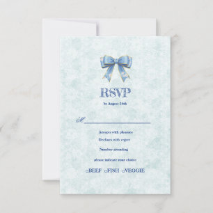 Blue Bow Engagement Invitation – Japanese Style