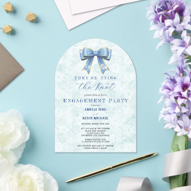 Blue Bow Engagement Invitation – Japanese Style (Insitu (Wedding))