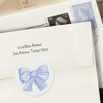 Blue Bow Envelope Seal by TailoredType at Zazzle