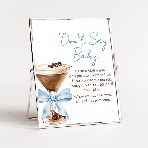 Blue Bow Espresso Baby Shower Don't Say Baby Sign