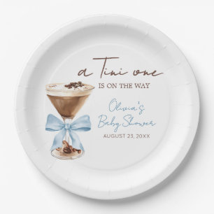 Blue Bow Espresso Martini Baby Shower Paper Plates