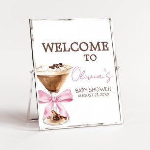 Blue Bow Espresso Martini Baby Shower Welcome Sign