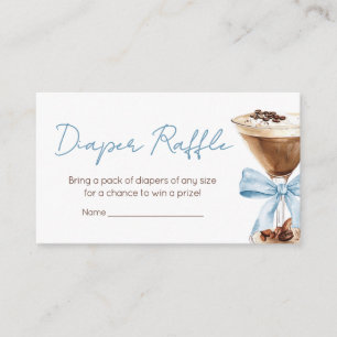 Blue Bow Espresso Martini BabyShower Diaper Raffle Enclosure Card