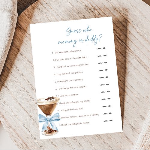Blue Bow Espresso Martini Shower Guess Who Game