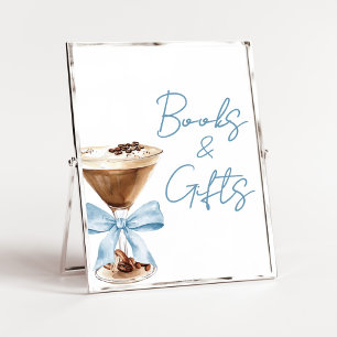 Blue Bow Espresso Shower Books and Gifts Sign