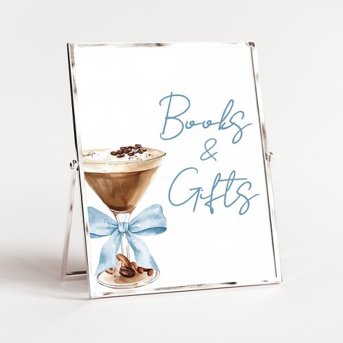 Blue Bow Espresso Shower Books and Gifts Sign