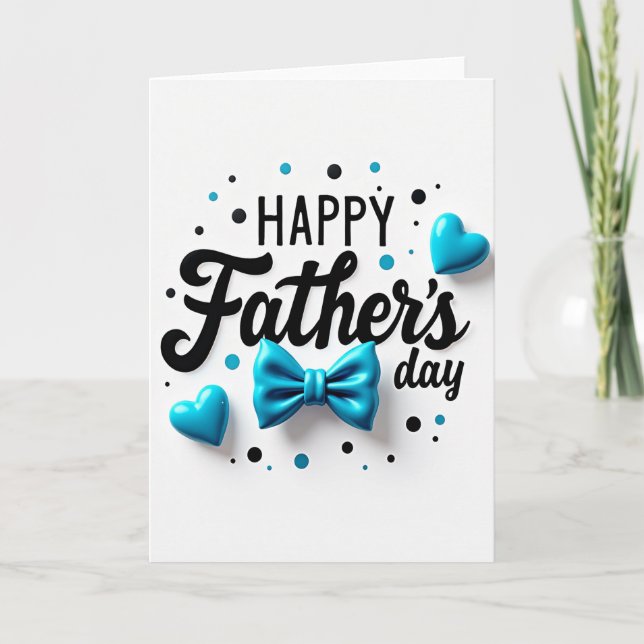 Blue Bow Fathers Day Design Card (Front)