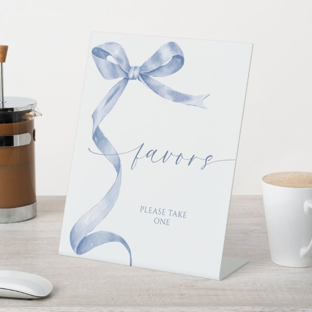 Blue Bow Favors  Pedestal Sign (In SItu)