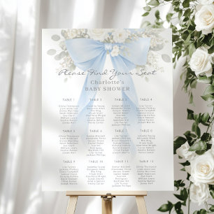 Blue Bow Floral Baby Boy Shower Seating Chart Foam Board