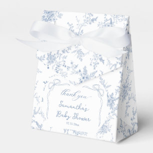Blue Bow Floral Baby Shower Favor Boxes