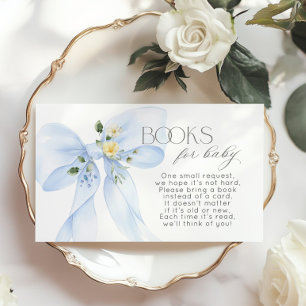Blue Bow Floral Book for baby ticket Enclosure Card