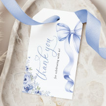 Blue Bow Floral Bridal Shower Favor Tags
