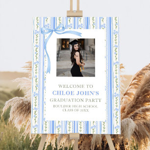 Blue Bow Floral Graduation Foam Board