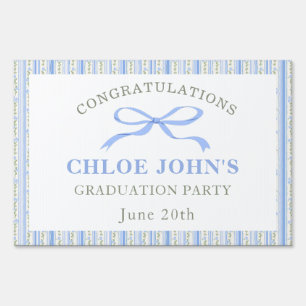 Blue Bow Floral Graduation Sign