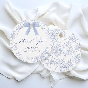 Blue Bow floral vintage pattern Favor Tags