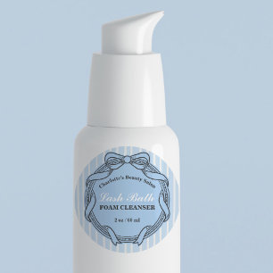 Blue Bow Frame Lash Bath Extensions Product Label