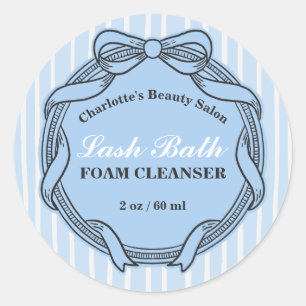 Blue Bow Frame Lash Bath Extensions Product Label
